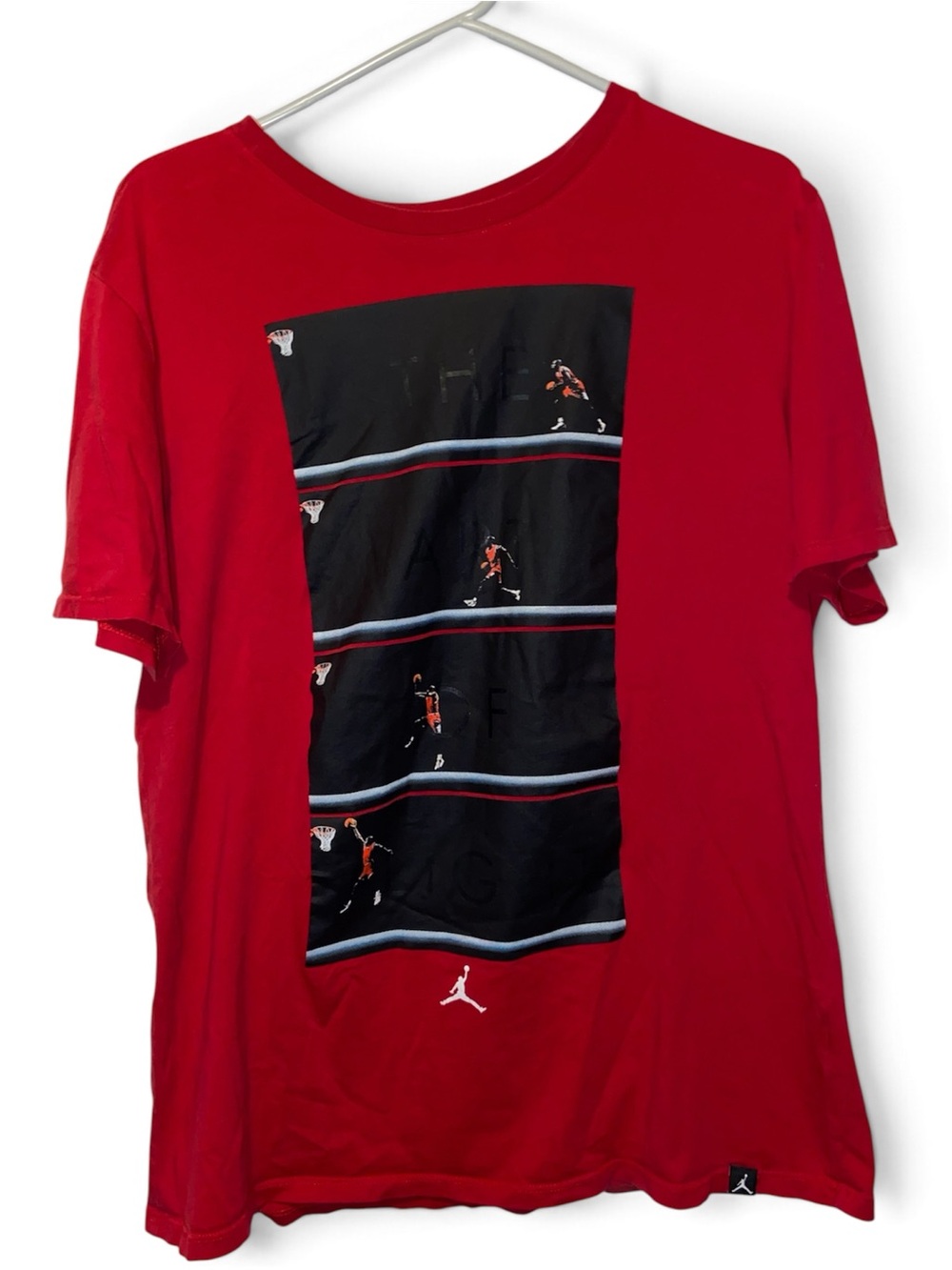 Jordan Red Short Sleeve Tee with Black Graphic Panel
